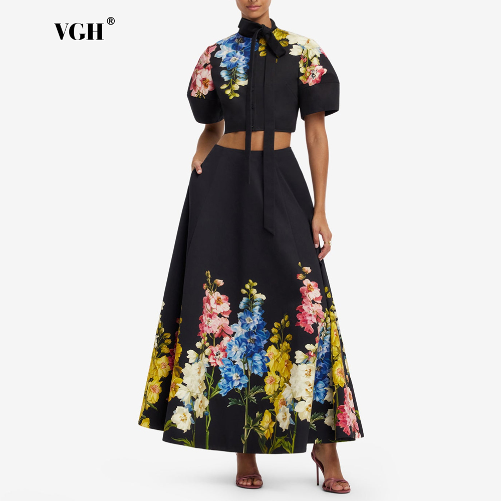 Midi Skirt Floral - Elegancki dwuczęściowy zestaw VGH z kwiatowym
