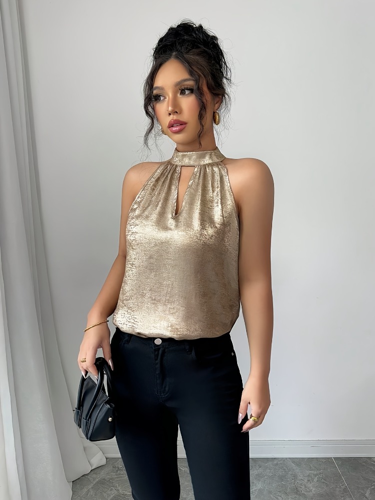 Szampańska Złota Błyszcząca Bl – Blouse Off Shoulder recenzja i cena