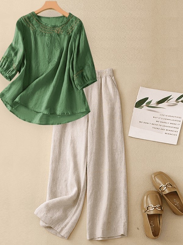 Luksusowy zestaw z bawełny i l – Linen Pant Wide recenzja i cena