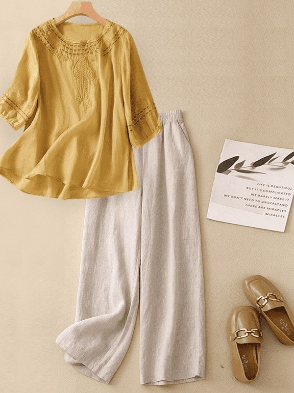 Luksusowy zestaw z bawełny i l – Linen Pant Wide recenzja i cena