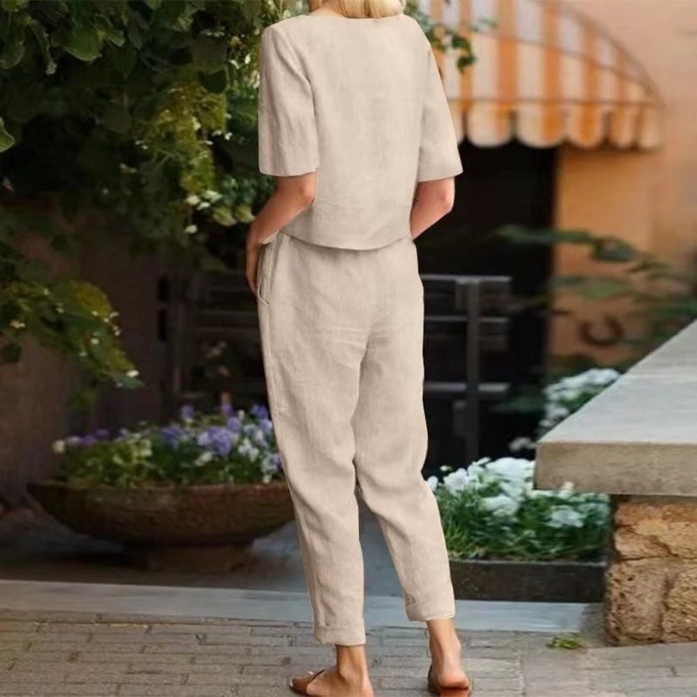Damski komplet z bawełny i lnu – Linen Pant Wide recenzja i cena